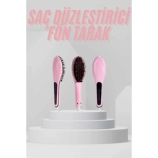 Shopwave Elektrikli Saç Düzleştirici Tarak Saç Düzleştirici Fırça Sıkı Dişli Pembe