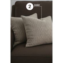 Senpai Chevron Bohem Dekoratif Punch Yastık Kırlent Kılıfı | 45X45 Kahverengi