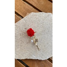 Nunu Takı Kırmızı Gül Broş