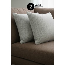 Senpai Chevron Bohem Dekoratif Punch Yastık Kırlent Kılıfı | 45X45 Açık Gri