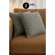 Senpai Chevron Bohem Dekoratif Punch Yastık Kırlent Kılıfı | 45X45 Antrasit