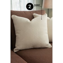 Senpai Chevron Bohem Dekoratif Punch Yastık Kırlent Kılıfı | 45X45 Krem