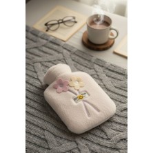 Çiçek Aplike Detaylı Pembe Renk Peluş Sıcak Su Torbası 500 ml