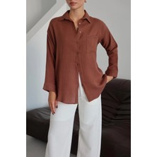 COjans Tek Cepli Müslin Gömlek Kahve Pt