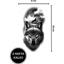 2 Hafta Kalıcı Büyük Boy Kurt Figürlü Geçici Dövme Kol/bacak Tattoo 9X19 cm