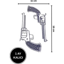 1 Ay Kalıcı Büyük Boy Tabanca Figürlü Geçici Dövme Kol/omuz Tattoo 11X18 cm