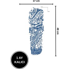 1 Ay Kalıcı Büyük Boy Gotik Yazı Desenli Full Kol Dövmesi Tattoo 17X48 cm