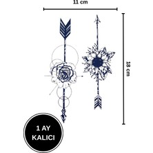 1 Ay Kalıcı Büyük Boy Çiçek Figürlü Ok Detaylı Geçici Dövme Kol/omuz Tattoo 11X18 cm