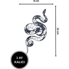 1 Ay Kalıcı Çiçek Detaylı Yılan Figürlü Geçici Dövme 8X13 cm Tattoo