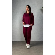 Cottonlab Kadın Uzun Kollu Kapşonlu Bağcıklı Viskon Iki Iplik Bluz ve Pantolon Ikili Takım