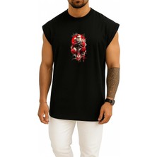 Bahriyeli Collection Oversize Samurai Noel Baba Göğüs Baskılı Atlet