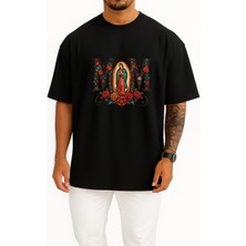 Bahriyeli Collection Oversize Meryem Ana Hristiyan Göğüs Baskılı Unisex T-Shirt