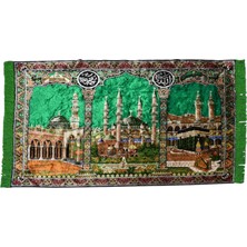 Kilim Antik Manzara Kutsal Belde Tasvirli Yeşil Duvar Halısı 0654 - Yeni - Çok Renkli