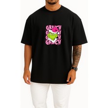Bahriyeli Collection Oversize Grinch Göğüs Baskılı Unisex T-Shirt