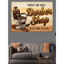 Artmeg Vintage Berber Dükkanı Reklam Afişi "saç Kesimi ve Traş" Dekoratif Kanvas - Mdf Ahşap Tablo