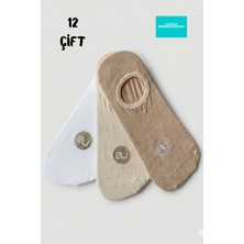 Allunique Penye Pamuk 12'li Bej Asorti Görünmez Sneaker Çorap