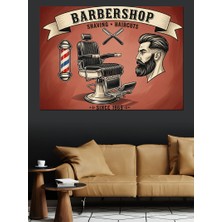 Tablo Mega Berber Koltuğu Görselli Berbershop Dükkanı Tabela Vintage Dekoratif Kanvas - Mdf Ahşap Tablo