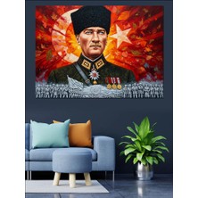 Artmeg Türk Bayrağı Mareşal Mustafa Kemal Atatürk ve Kahraman Türk Askeri Dekoratif Kanvas - Mdf Ahşap Tablo