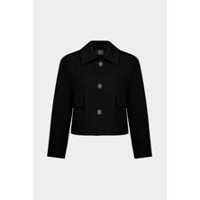 Açelya Okcu Premium Vento Lycra Cep Detaylı Kısa Dokuma Ceket