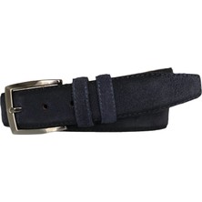 Goderi Süet Deri 3.5 cm Lacivert Klasik, Kumaş Pantolon Kemeri