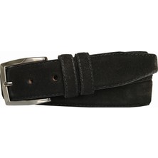 Goderi Süet Deri 3.5 cm Siyah Klasik, Kumaş Pantolon Kemeri