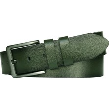 GoDeri   Deri, Yeşil 4.5 cm Tek Parça Kot, Spor Kemer