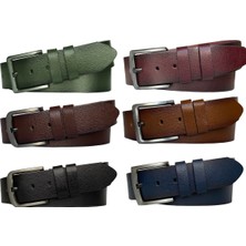 GoDeri   Tek Parça Deri 6'lı Set 4.5 cm Kot, Spor Kemer