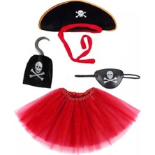 Skygo Korsan Şapkası Eteği Kancası ve Göz Maskesi Kostüm Seti Kız Çocuk