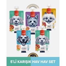 Wanpy Kuzu - Havuç & Ördek - Havuç & Sığır Et - Havuç Köpek Et Ezmesi Köpek Ödül Maması Seti 5x90 gr