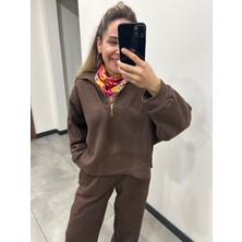 Elif Tarakçı Butik Kahverengi Fitilli Takım