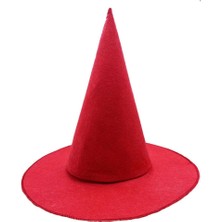Skygo Kırmızı Renk Keçe Cadı Şapkası Yetişkin Çocuk Uyumlu 35X38 cm