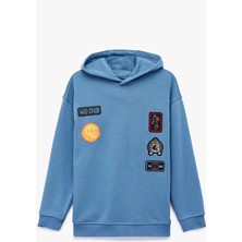 Koton Aplike Detaylı Uzun Kollu Şardonlu Kapşonlu  Sweatshirt
