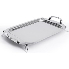 Maxx Doria Aqua Ayaklı Çelik Tepsi Platin PA6013