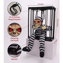 Skygo Hareketli Sesli Sensörlü Mahkum Görünümlü Kuru Kafa Iskelet Dekorasyon 22X27 cm