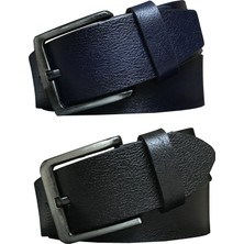 GoDeri  Yumuşak  2'li Set 4.5 cm Kot, Spor Kemer Siyah, Lacivert