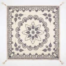 Hakiki %100 El Işçiliği Kastamonu Taş Baskı Masa Örtüsü 150 x 150 cm – Doğal Pamuk Kumaş