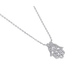 Celikchi Kadın Taşlı Fatma Ana Eli Model Gümüş Kolye