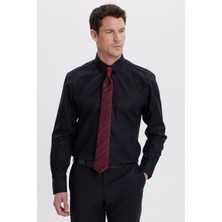 Tudors Slim Fit Siyah Non-Iron %100 Pamuk Doğa Dostu Ekoteks Belgeli Ütü Gerektirmez Gömlek
