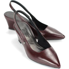 Gökhan Talay Belinda  Esnek Yumuşak Kaymaz Taban (4cm) Bordo Rugan  Açık Lastikli Kadın Dolgu Topuklu Ayakkabı