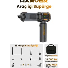 Harvox 18000PA Güçlü Vakum Araç Süpürgesi Taşınabilir Çantalı 6000MAH Bataryalı Üflemeli HXVC-003