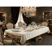 Finezza Kristal Monoray Kumaş Krem Masa Örtüsü Ve Peçeteli Sofra Takımı 8 Kişilik Dikdörtgen 160x220 cm 17 Parça - 566