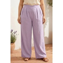 Stil Diva Büyük Beden Pileli Cepli Geniş Paça Esnek Kumaşlı Pantolon 875-V