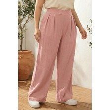 Stil Diva Büyük Beden Pileli Cepli Geniş Paça Esnek Kumaşlı Pantolon 875-V