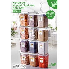 Nandy Home Etiket Hediyeli 12'li Set Kendinden Kapaklı 1150ML. Kare Saklama Kabı - Mikrodalga ve Difrize Uygun