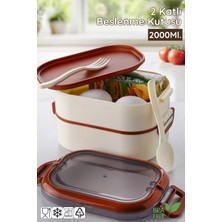 Nandy Home 2 Katlı Lunch Box Beslenme Kutusu - Yemek Saklama ve Taşıma Kabı (Çatal Kaşık Dahil)