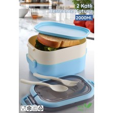 Nandy Home 2 Katlı Lunch Box Beslenme Kutusu - Yemek Saklama ve Taşıma Kabı (Çatal Kaşık Dahil)