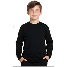 Markahit Basic Bisiklet Yaka Uzun KOL%100 Pamuk Likralı Düz Unisex Çocuk T-Shirt