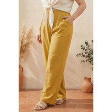 Stil Diva Büyük Beden Pileli Cepli Geniş Paça Esnek Kumaşlı Pantolon 875-V