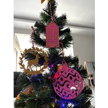 3dvibeswithmerve Yılbaşı Ağacı Süsü Geyik Ev Top 3 Adet