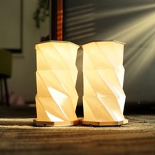 Ensiga LED Dönen Kitap Lambası Abs Ahşap & Kağıt Lamba Taşınabilir USB Şarj Edilebilir (Beyaz)